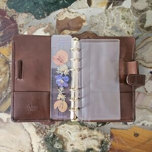 FRANKLIN QUEST Binder Made In USA - Compact Size - Calf Skin Brown Leather